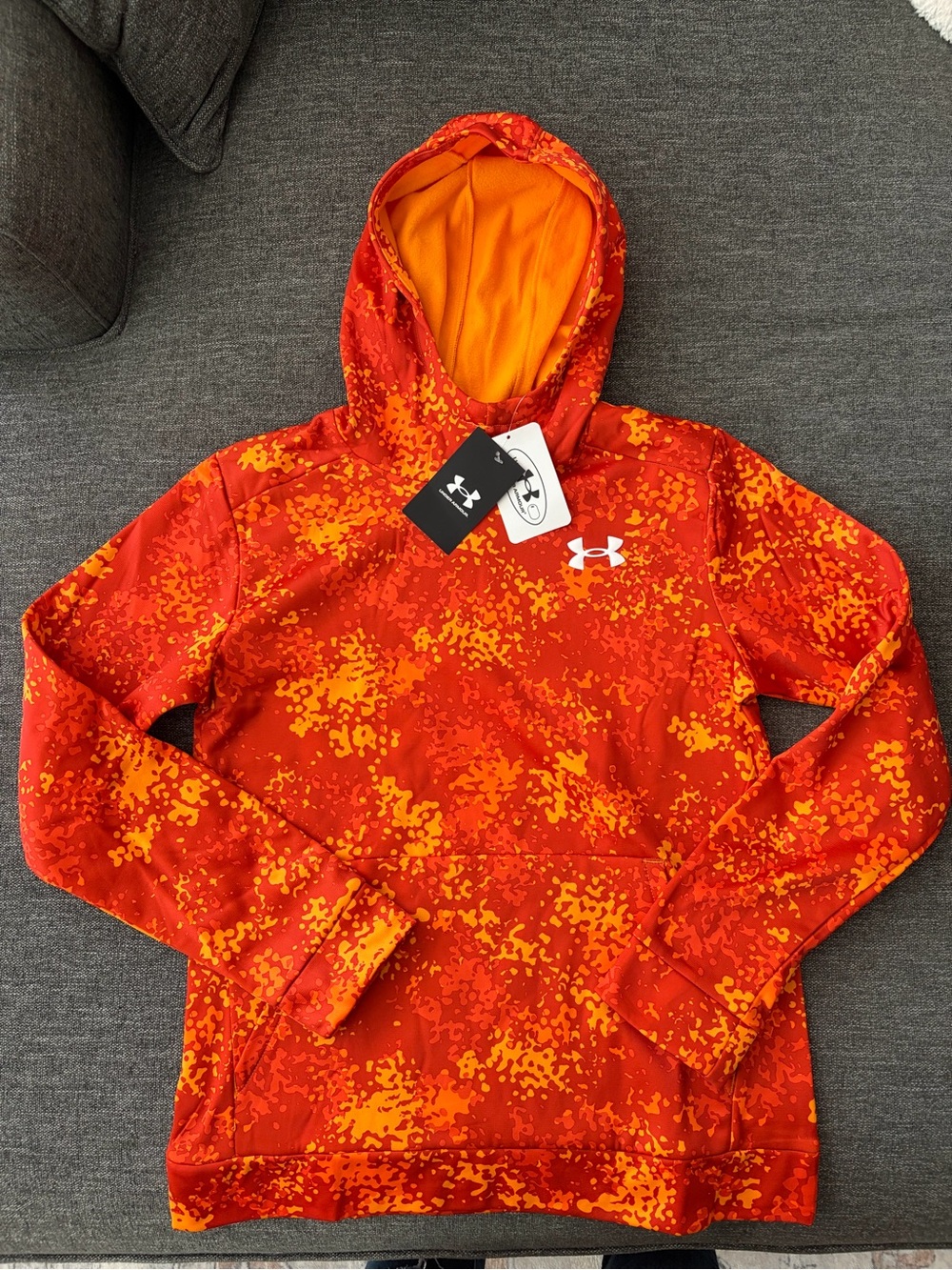 Under Armour Red and Orange Camo Pullover Hoodie